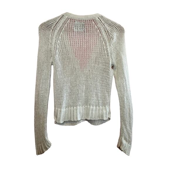 AMERICAN EAGLE Cropped Cardigan Beige Open Knit Button Up Soft Casual Coastal - Picture 2 of 6